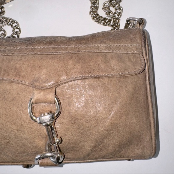 Rebecca Minkoff Mini MAC Convertible Crossbody Bag Taupe Gold Leather - Picture 5 of 15